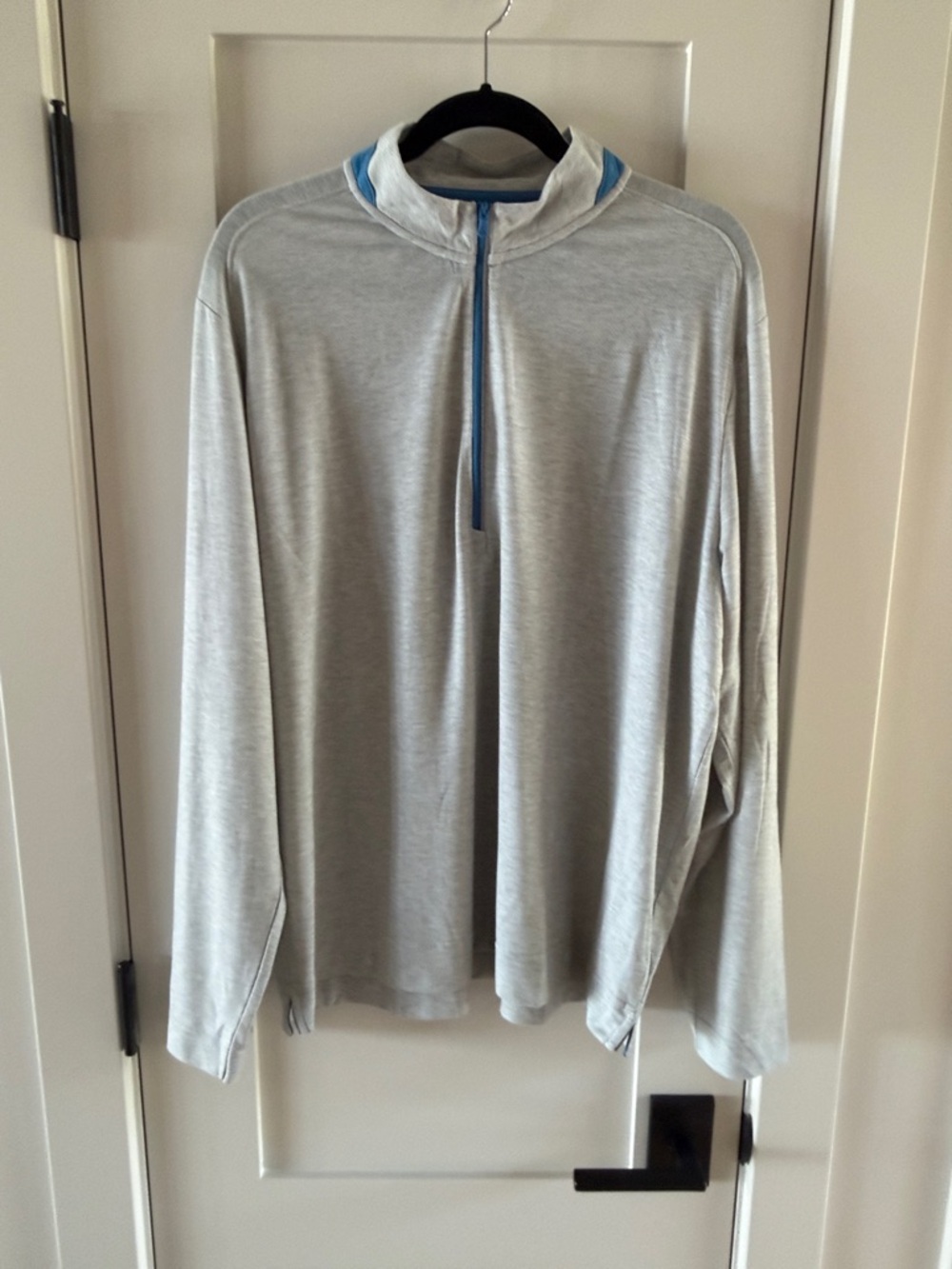 johnnie-O Light Gray Quarter-Zip with Blue Accents